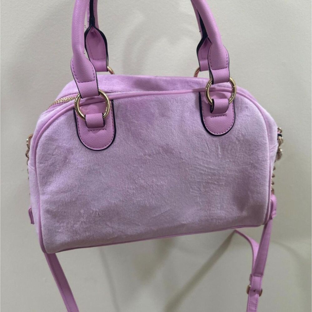 Juicy Couture Heritage Bowlers Lavender Purple Velvet Bag NWT Fondant Pink Y2K - Picture 6 of 8